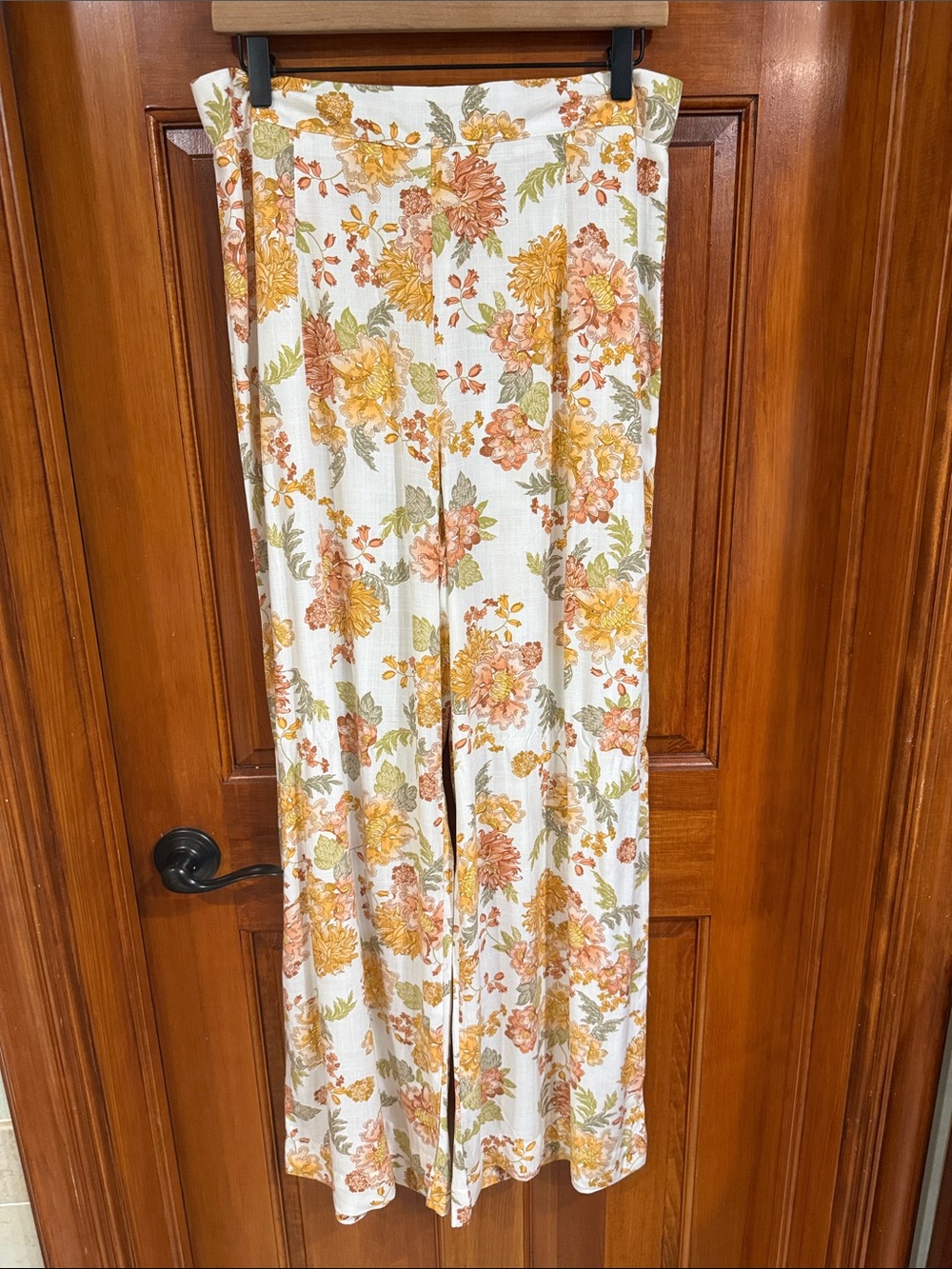 Petal & Pup White Wide-Leg Pants with Yellow & Peach Floral
